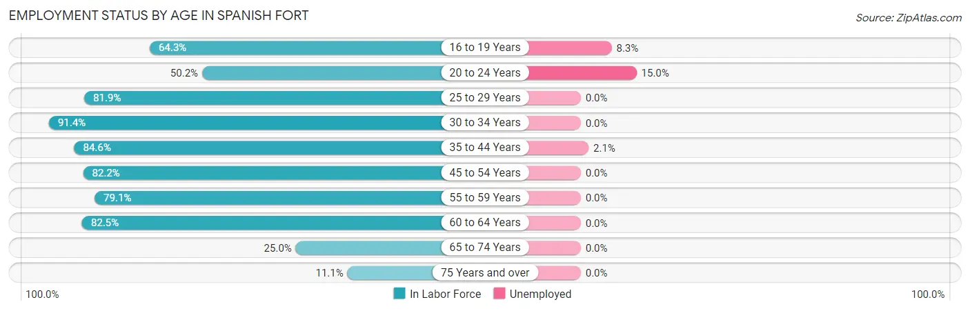 Employment Status by Age in Spanish Fort