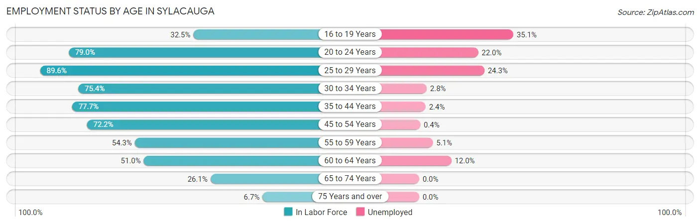 Employment Status by Age in Sylacauga