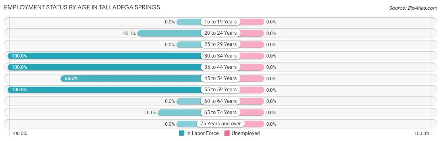 Employment Status by Age in Talladega Springs