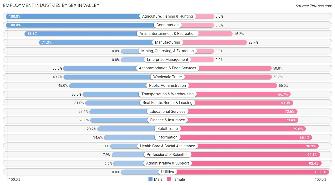 Employment Industries by Sex in Valley