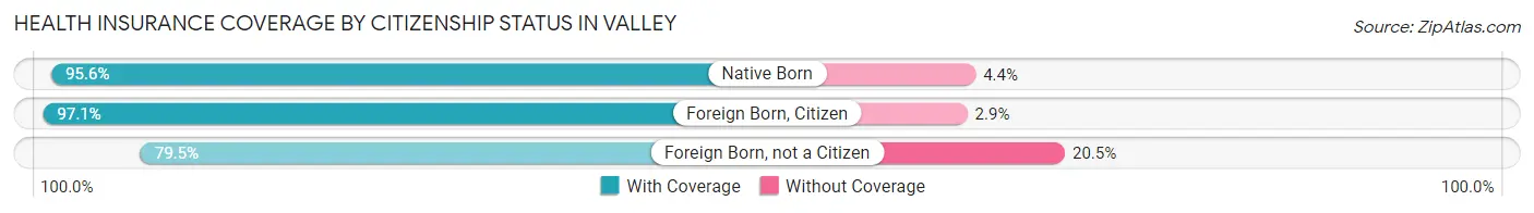 Health Insurance Coverage by Citizenship Status in Valley