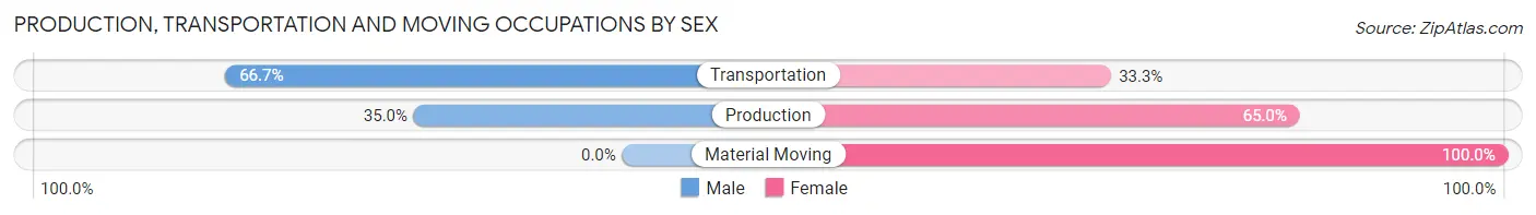 Production, Transportation and Moving Occupations by Sex in Waldo