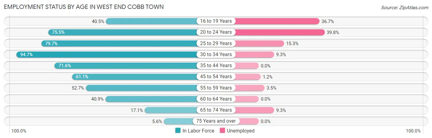 Employment Status by Age in West End Cobb Town