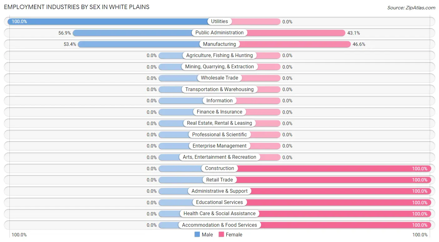 Employment Industries by Sex in White Plains