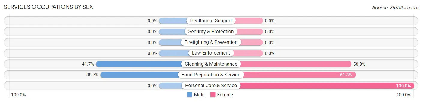 Services Occupations by Sex in Wilton