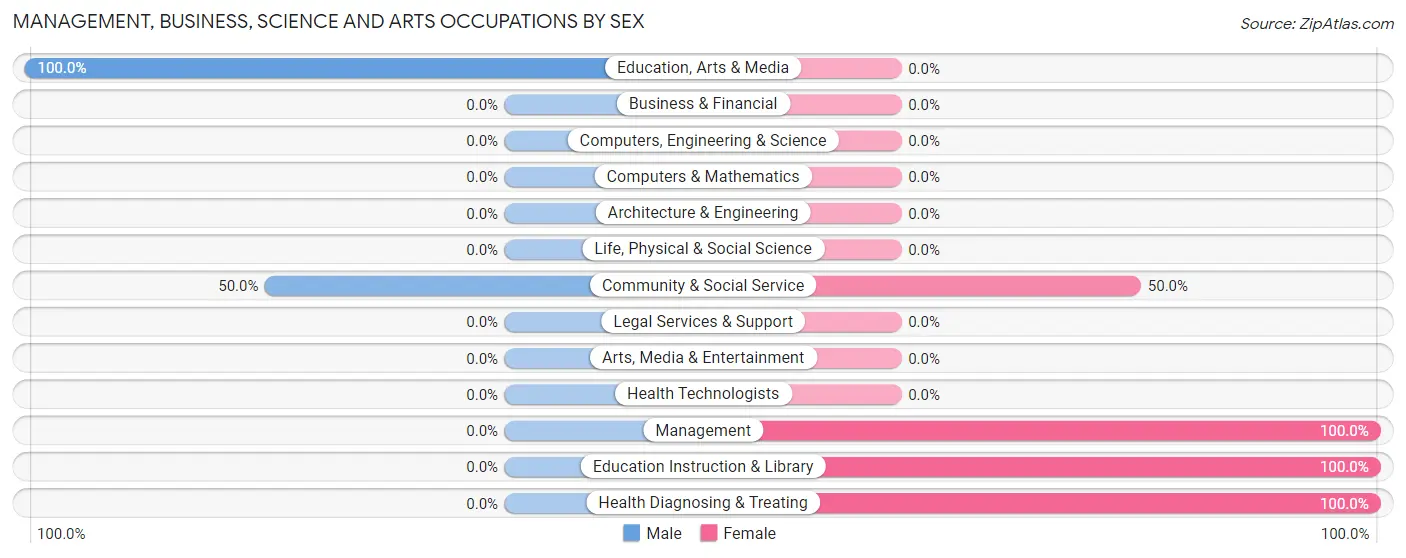 Management, Business, Science and Arts Occupations by Sex in Yellow Bluff