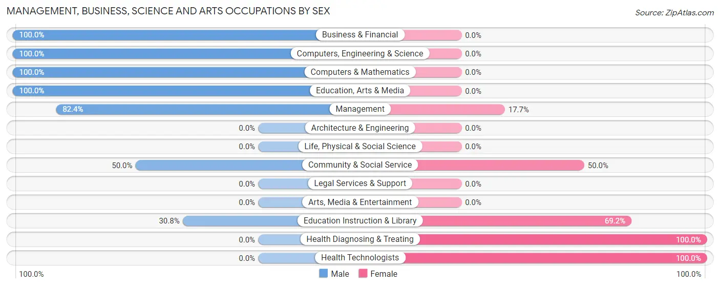 Management, Business, Science and Arts Occupations by Sex in Bigelow