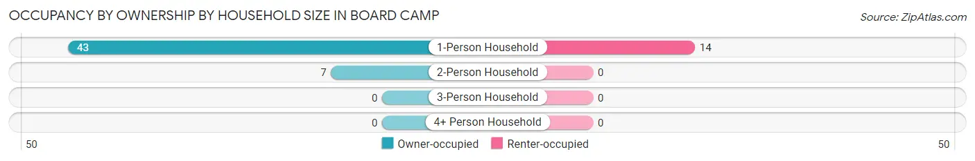 Occupancy by Ownership by Household Size in Board Camp