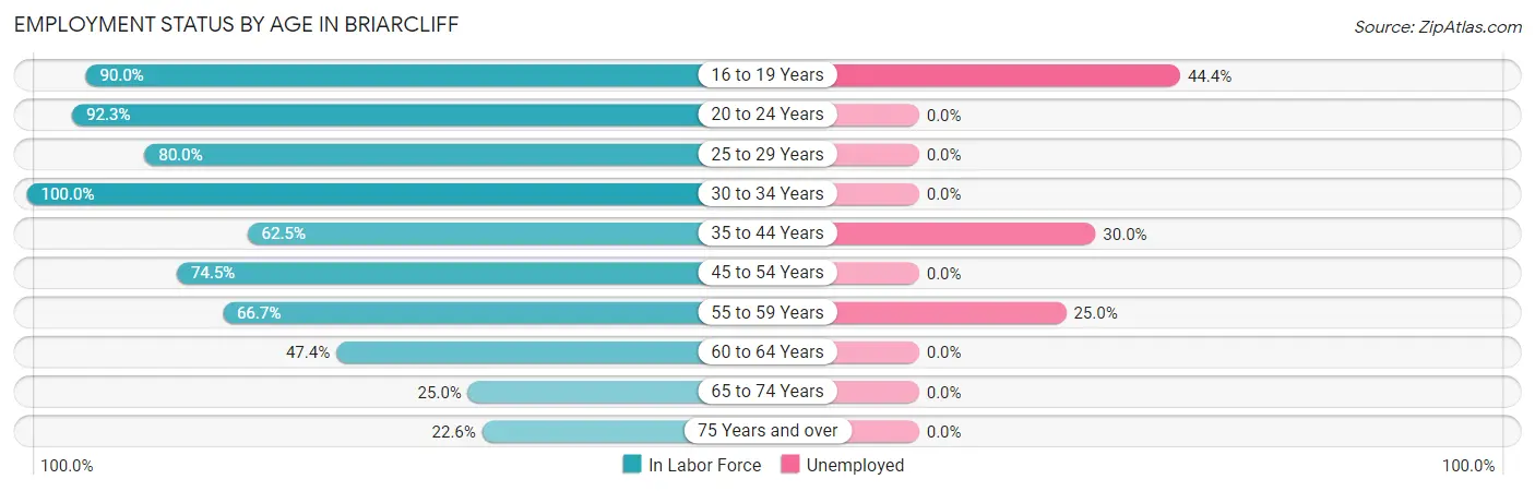 Employment Status by Age in Briarcliff