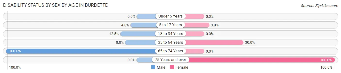 Disability Status by Sex by Age in Burdette