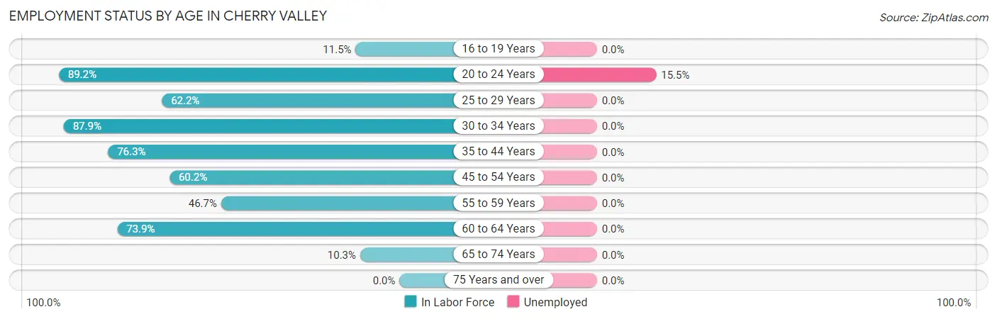 Employment Status by Age in Cherry Valley