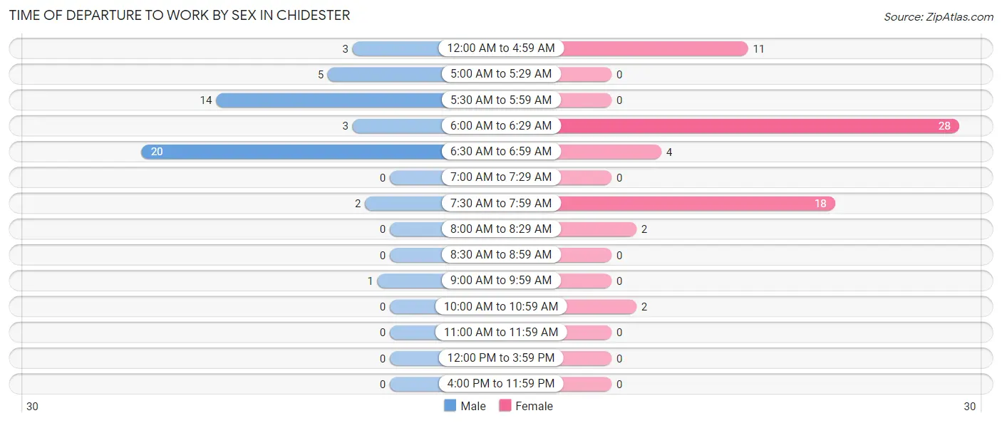 Time of Departure to Work by Sex in Chidester