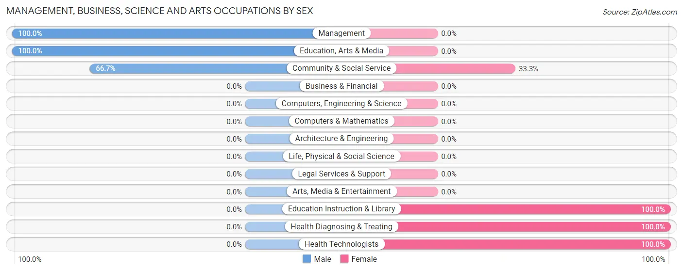 Management, Business, Science and Arts Occupations by Sex in Corinth