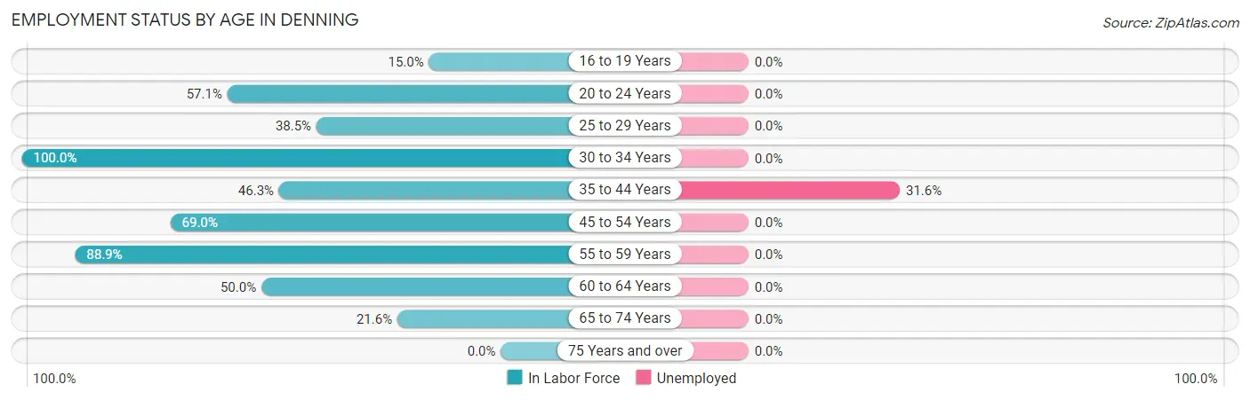 Employment Status by Age in Denning
