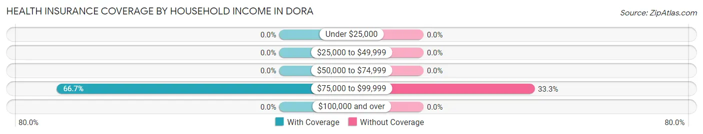 Health Insurance Coverage by Household Income in Dora