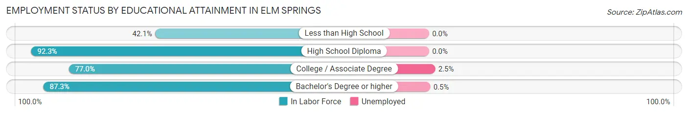 Employment Status by Educational Attainment in Elm Springs