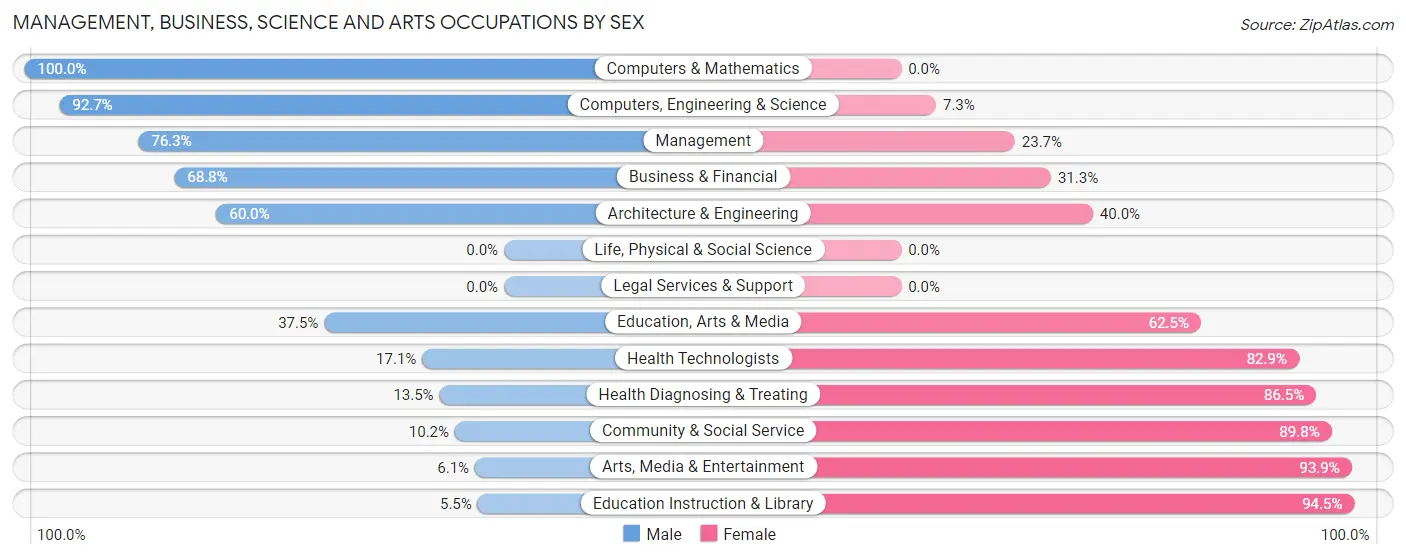 Management, Business, Science and Arts Occupations by Sex in Elm Springs