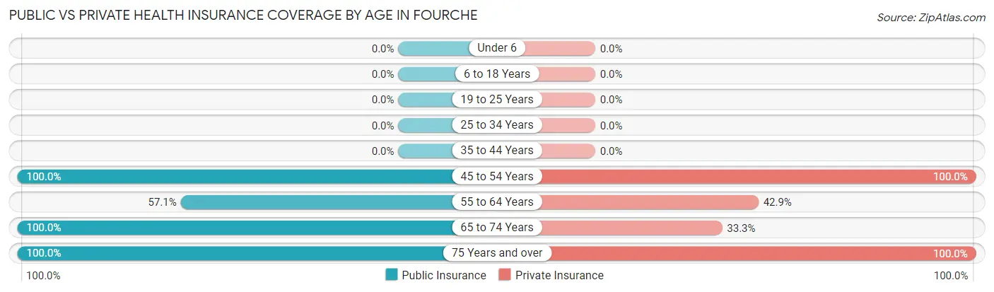 Public vs Private Health Insurance Coverage by Age in Fourche