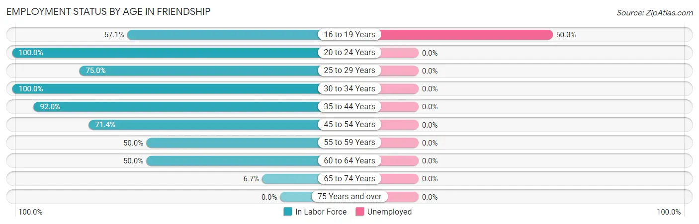 Employment Status by Age in Friendship
