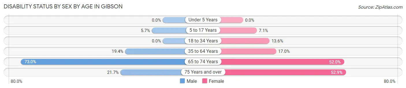 Disability Status by Sex by Age in Gibson