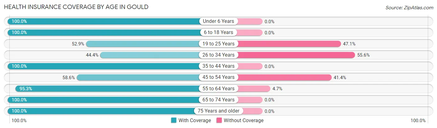 Health Insurance Coverage by Age in Gould