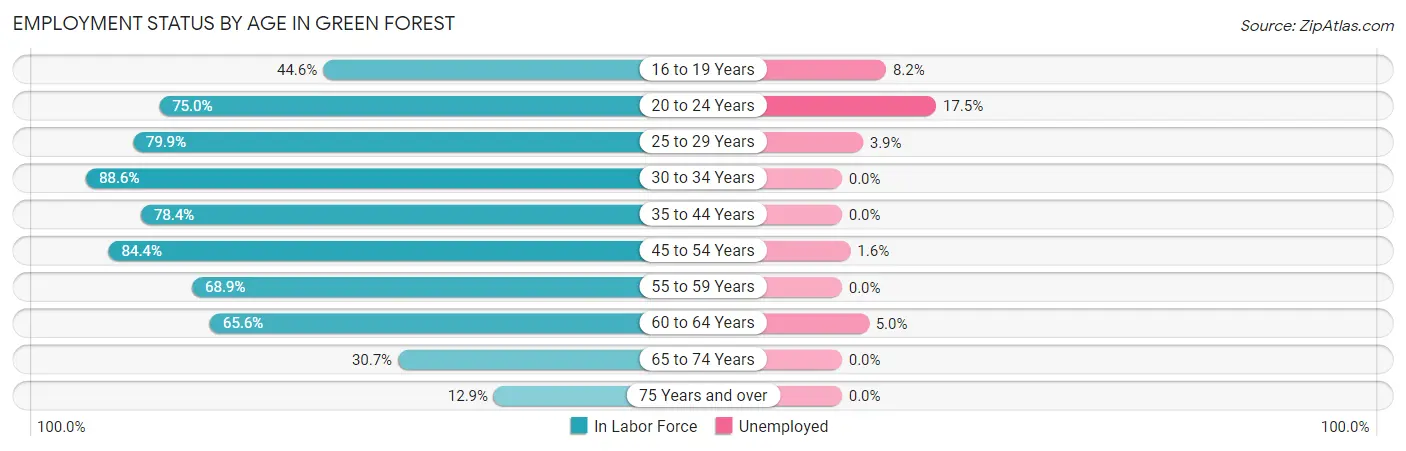 Employment Status by Age in Green Forest