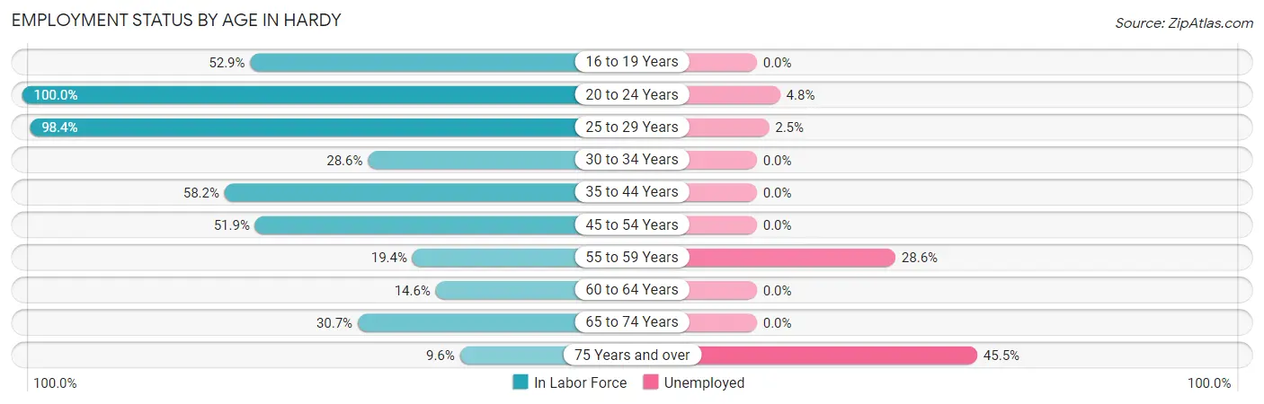 Employment Status by Age in Hardy