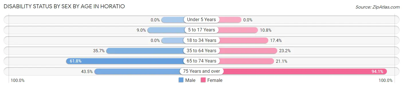 Disability Status by Sex by Age in Horatio