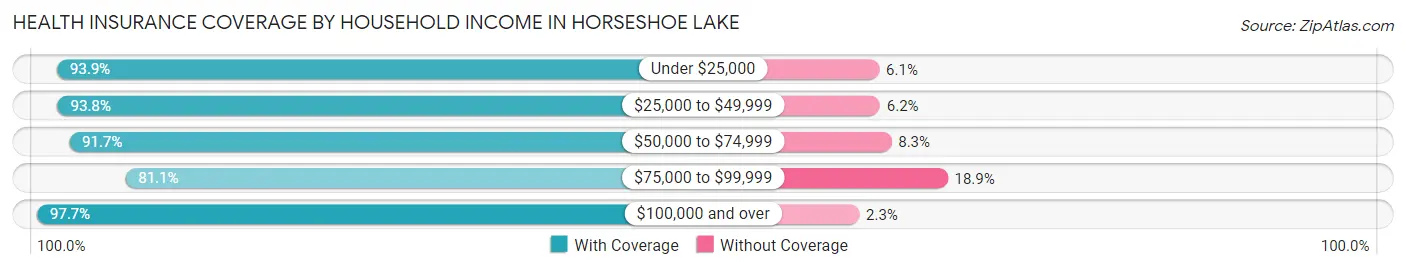Health Insurance Coverage by Household Income in Horseshoe Lake