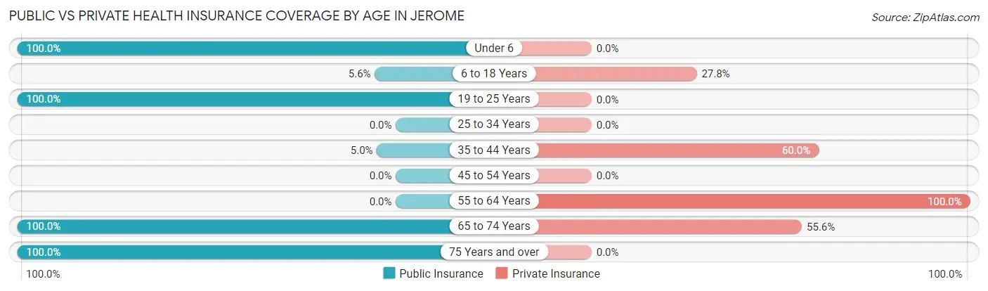 Public vs Private Health Insurance Coverage by Age in Jerome
