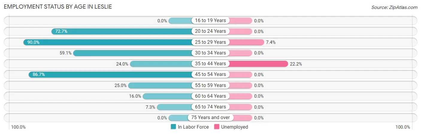 Employment Status by Age in Leslie