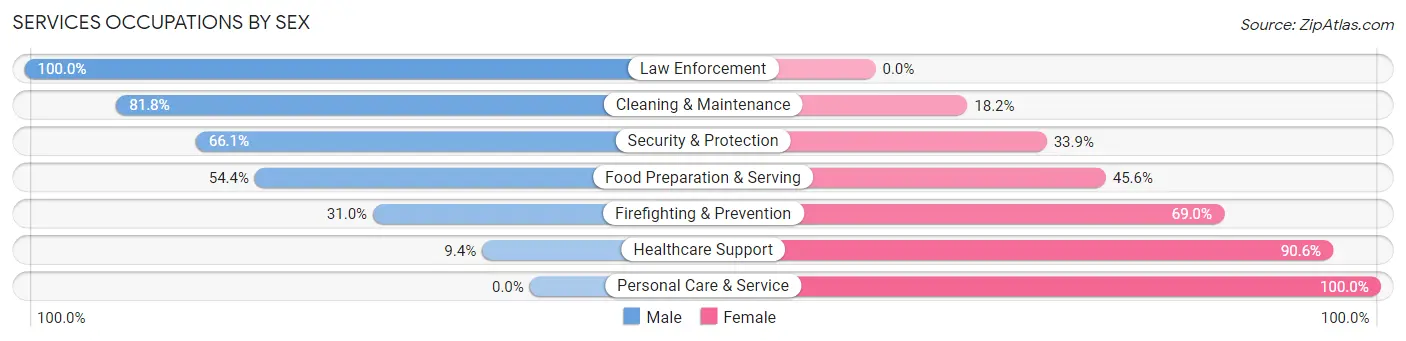 Services Occupations by Sex in Lincoln