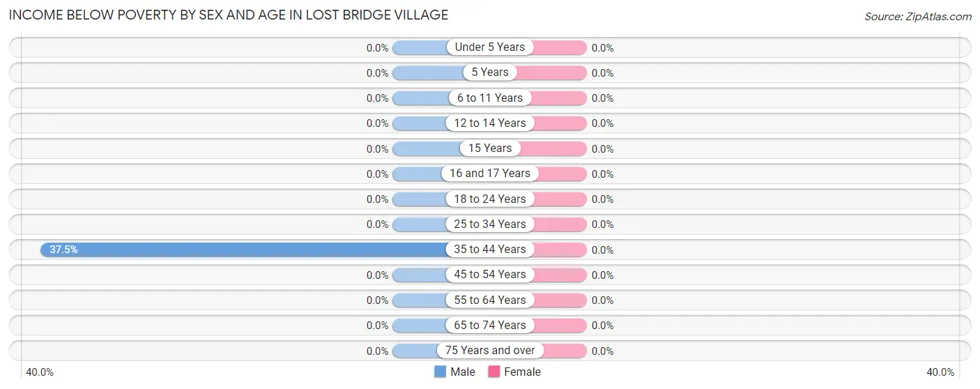 Income Below Poverty by Sex and Age in Lost Bridge Village