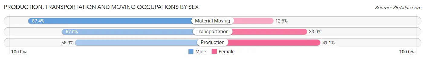 Production, Transportation and Moving Occupations by Sex in Lowell