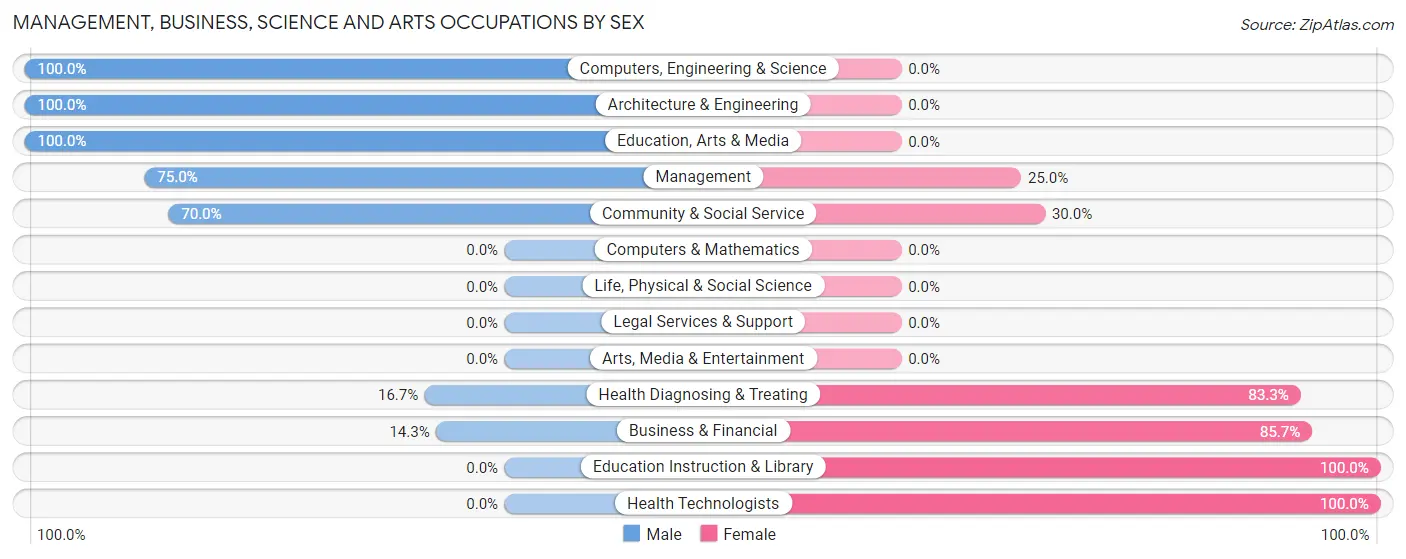 Management, Business, Science and Arts Occupations by Sex in Moro