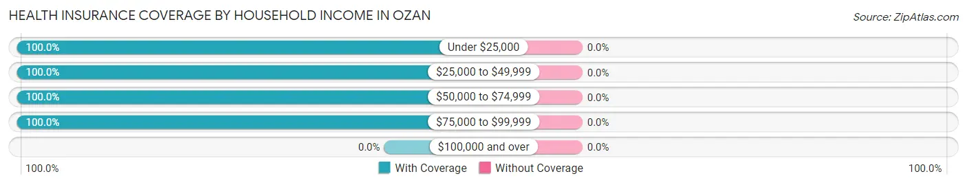 Health Insurance Coverage by Household Income in Ozan