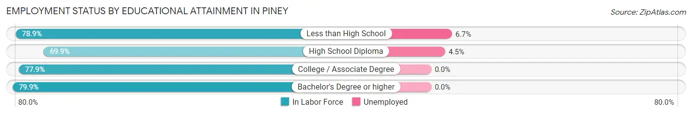 Employment Status by Educational Attainment in Piney