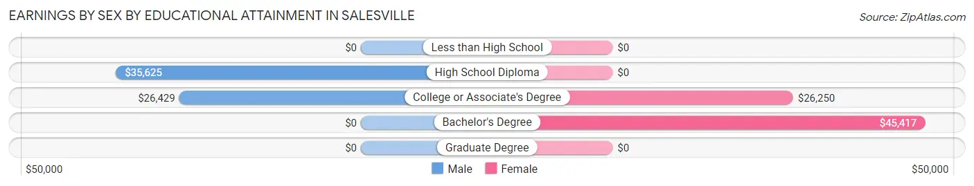 Earnings by Sex by Educational Attainment in Salesville
