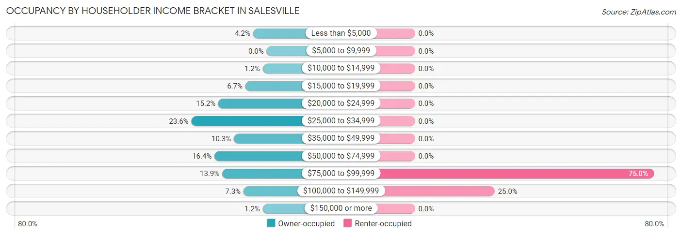 Occupancy by Householder Income Bracket in Salesville
