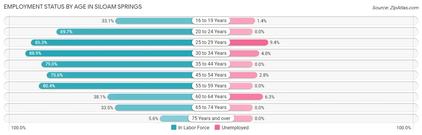 Employment Status by Age in Siloam Springs