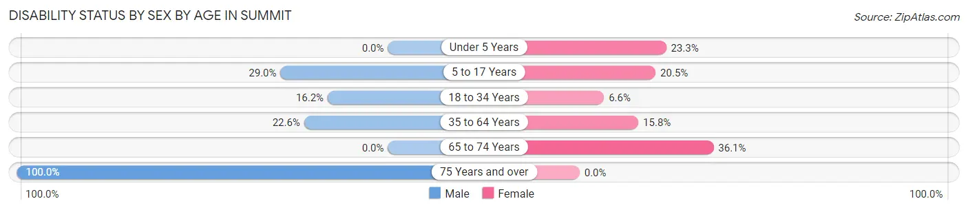 Disability Status by Sex by Age in Summit