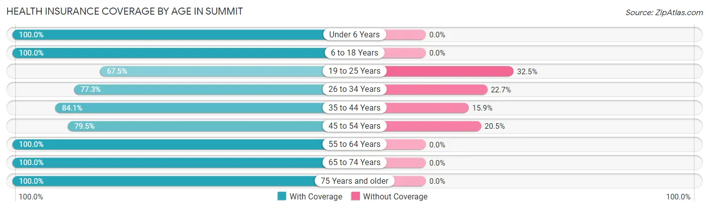 Health Insurance Coverage by Age in Summit