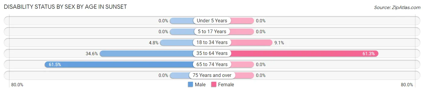 Disability Status by Sex by Age in Sunset