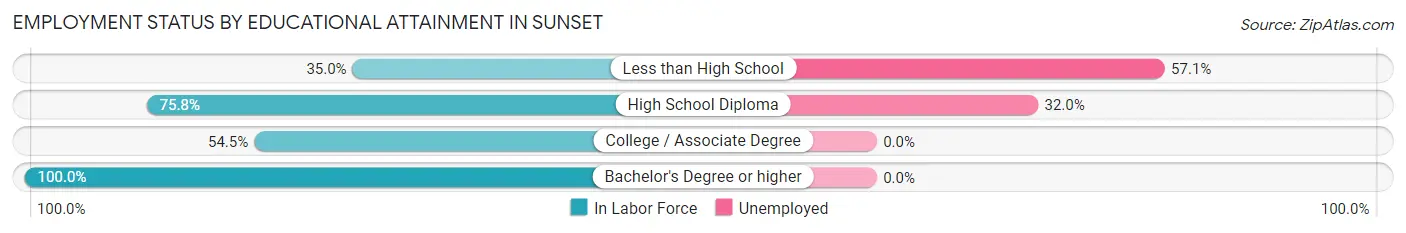 Employment Status by Educational Attainment in Sunset