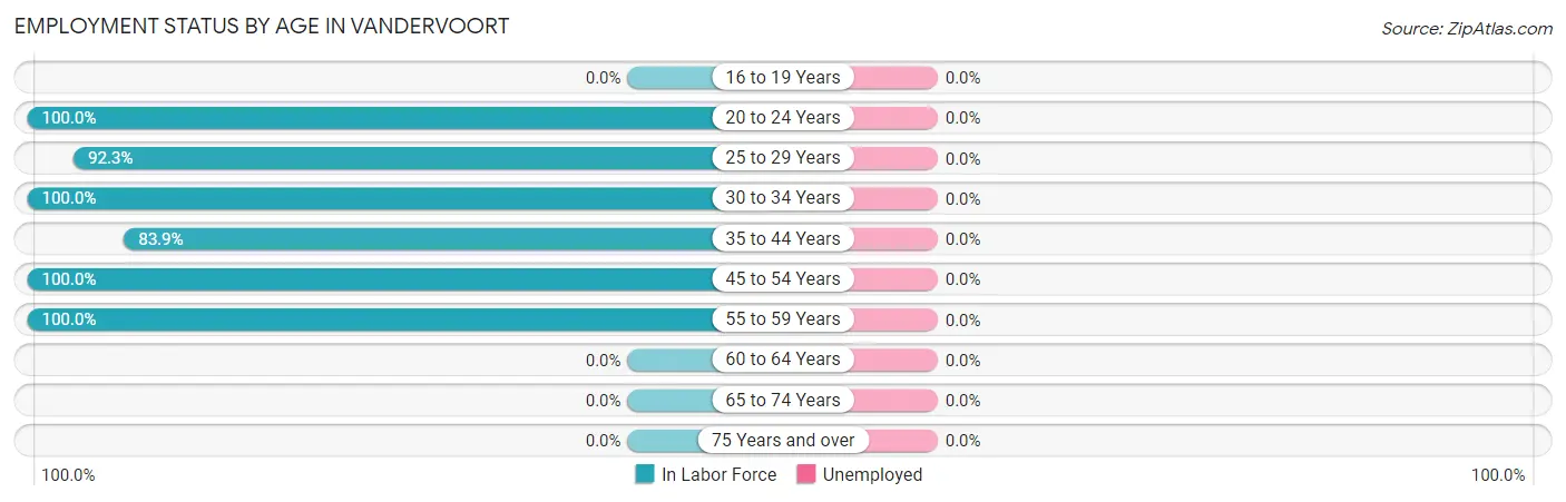 Employment Status by Age in Vandervoort