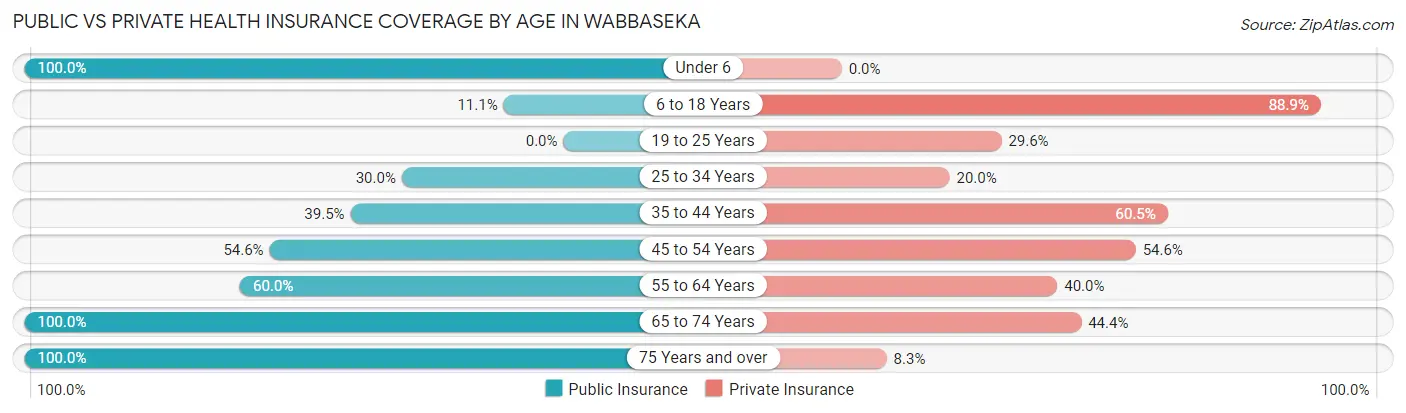 Public vs Private Health Insurance Coverage by Age in Wabbaseka