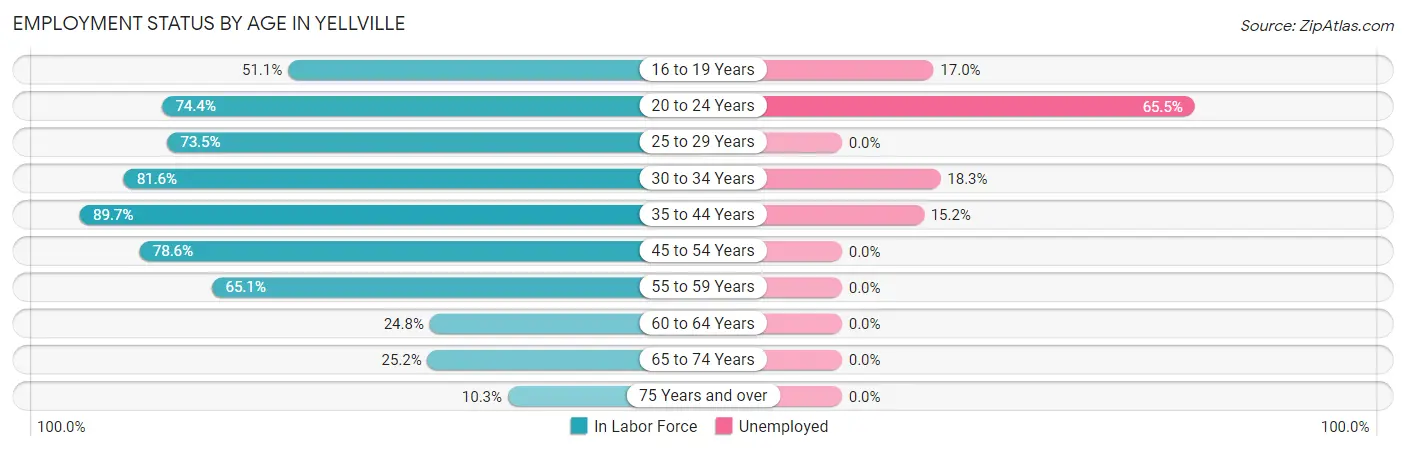 Employment Status by Age in Yellville