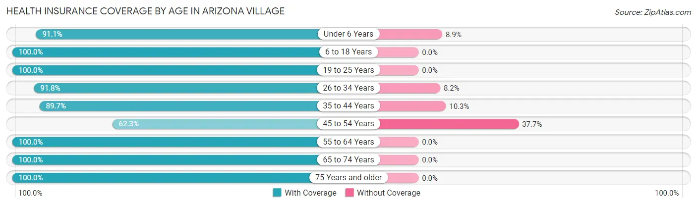 Health Insurance Coverage by Age in Arizona Village