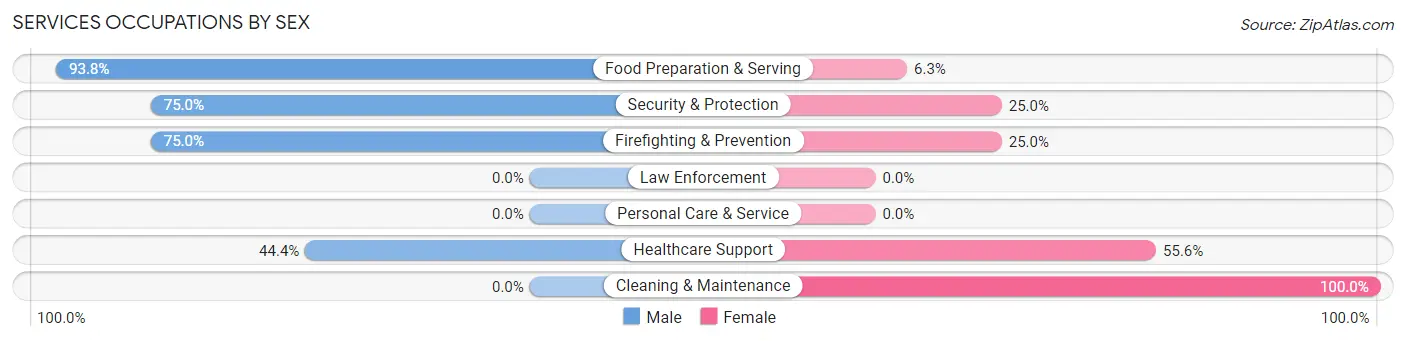 Services Occupations by Sex in Arizona Village