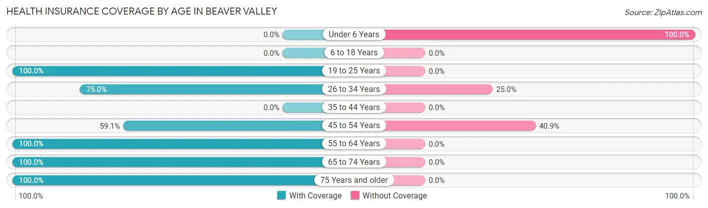 Health Insurance Coverage by Age in Beaver Valley